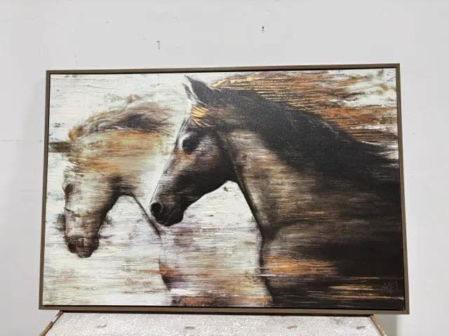 Canvas Horse Print In Wooden Frame - Image 1