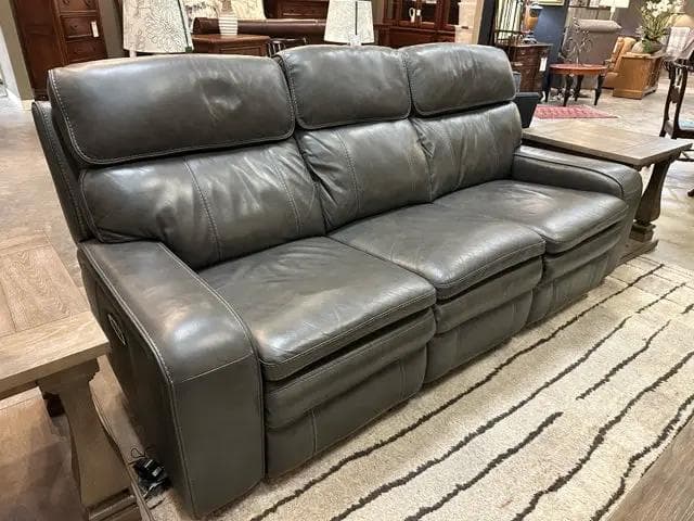 Grey Faux Leather Electric Sofa - Image 1