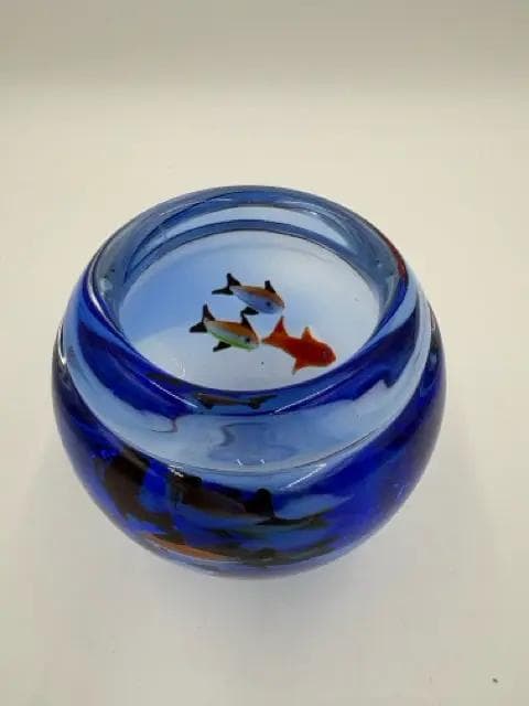 Blue Glass Fish Vase - Thumbnail 2