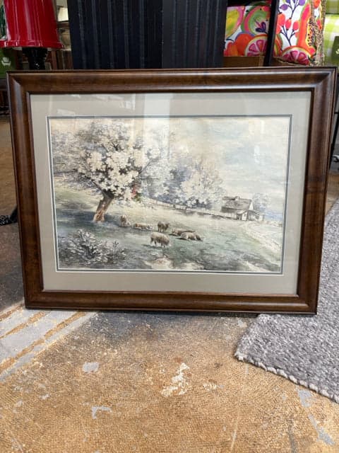 Sheep in the Pasture Print Framed Wall Art - Image 1