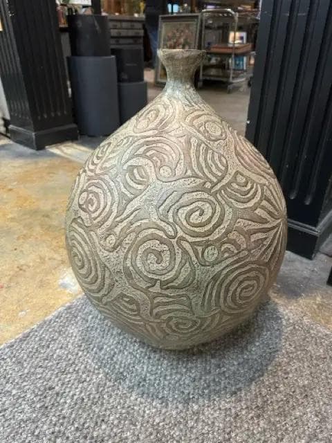 Embossed Terracotta Vase - Image 1