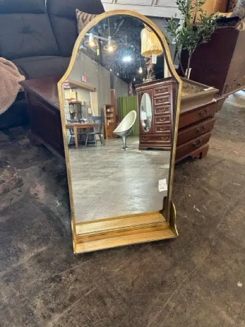 Vintage Style Arched Wall Mount Mirror With Shelf - Image 1