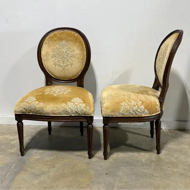 Pearson Set of 2 Gold Burnout Velvet Dining Room Chairs - Thumbnail 2