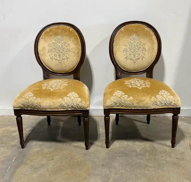 Pearson Set of 2 Gold Burnout Velvet Dining Room Chairs - Image 1