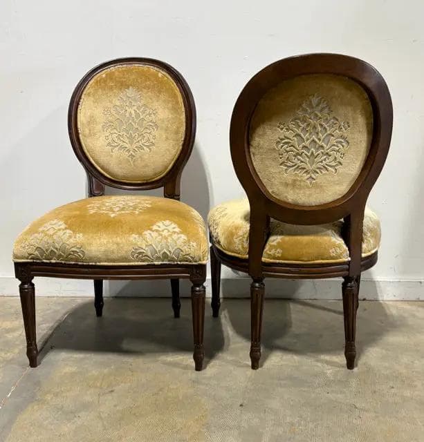 Pearson Set of 2 Gold Burnout Velvet Dining Room Chairs - Thumbnail 3