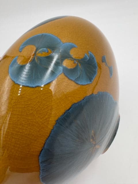 Handmade Yellow And Blue Floral Crystalline Glazed Vase - Thumbnail 2