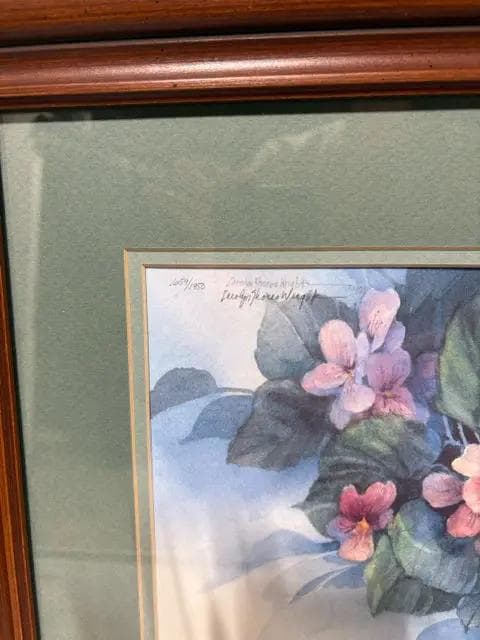 Pink Floral Framed Watercolor By Carolyn Shores Wright - Thumbnail 2