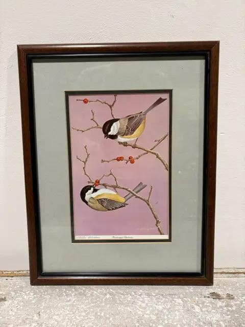 "Blackcapped Chickadees" Framed And Signed Artwork - Image 1