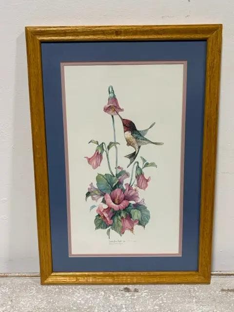 "Hummingbirds And Cardinal Flowers" Framed Print By Ray Harm - Image 1