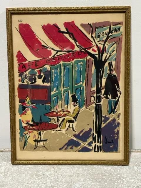 Parisian Street Scene of Cafe Berger by Robert Motherwell Framed Wall Art - Image 1
