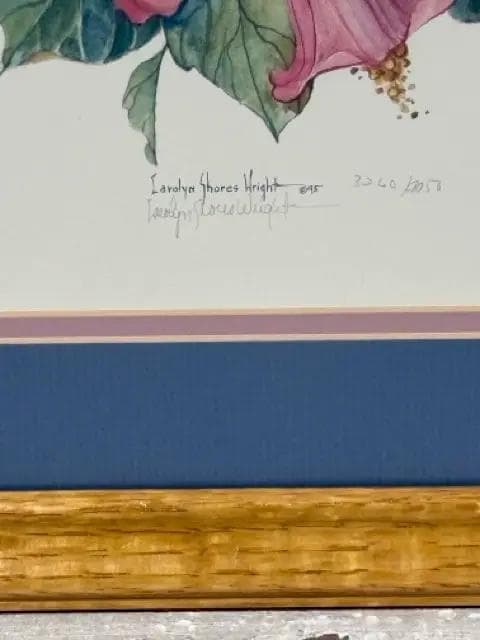 Hummingbird on Hollyhocks #3260/9950 by Carolyn Mejstrik Framed Wall Art - Thumbnail 2