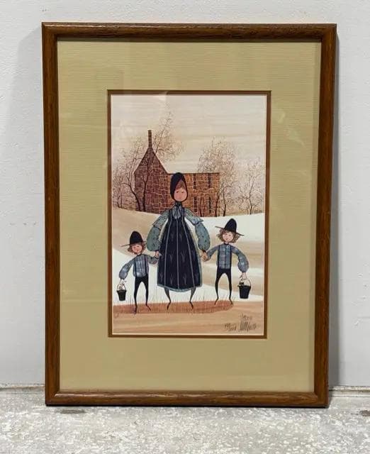 "My Little Brothers" #483/1000 P. Buckley Moss Framed Wall Art - Image 1