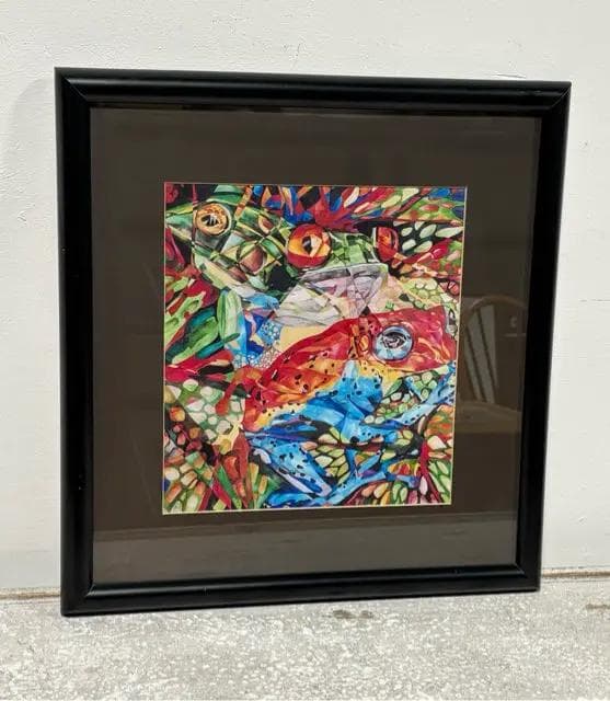 Colorful Frog Art in Black Framed Wall Art - Image 1