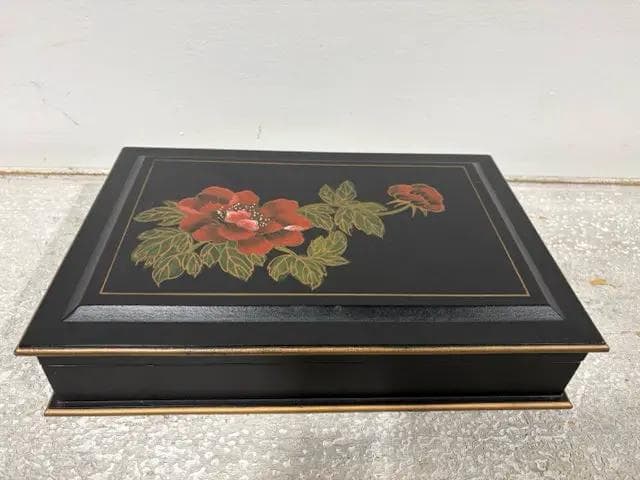 Black Floral Jewelry Box - Image 1