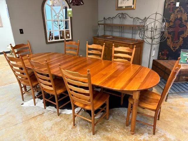Wooden Extension Dining Table Set with 8 Chairs - Thumbnail 2
