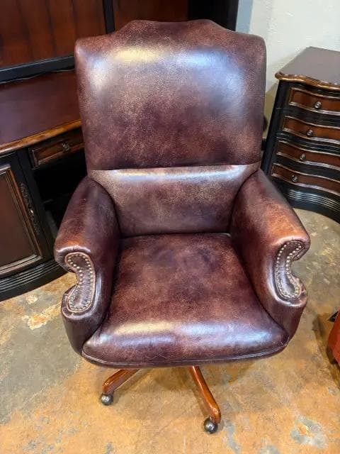 Hooker Seven Seas Adjustable Desk Chair With Nailheads On Casters - Image 1