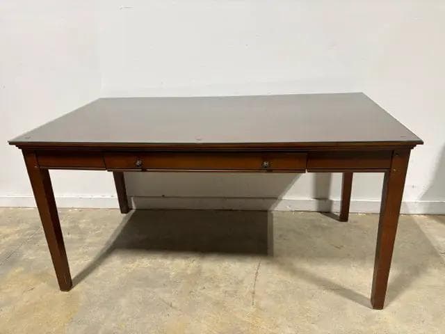 Wooden Desk With One Drawer And Glass Top - Image 1