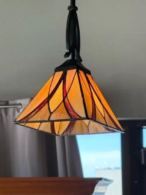 Set Of 2 Quoizel Stained Glass Pendant Light Fixtures - Thumbnail 3