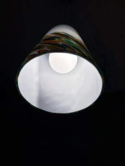 Set Of 2 White Multicolor Glass Pendant Light Fixtures - Thumbnail 3