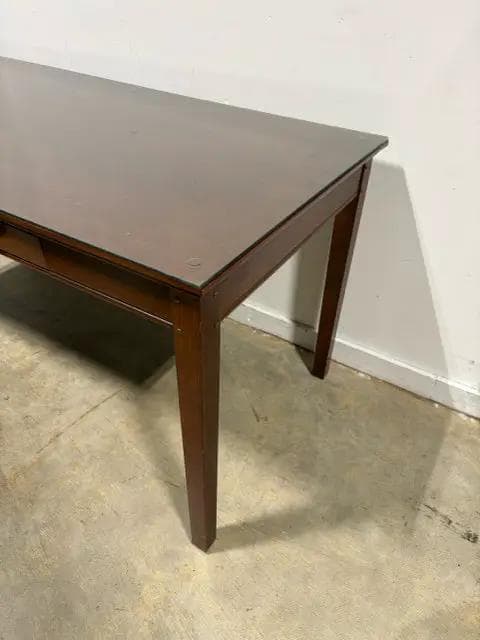 Wooden Desk With One Drawer And Glass Top - Thumbnail 2