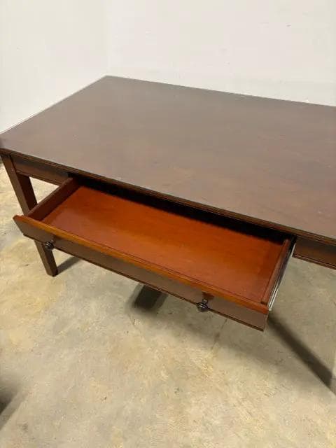 Wooden Desk With One Drawer And Glass Top - Thumbnail 3