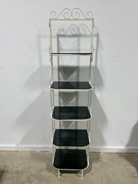 White Metal Shelf With Glass Top Shelves - Image 1