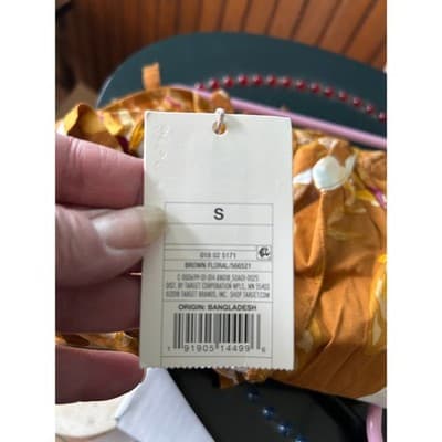 A New Day Brown Floral V-Neck Tie Waist Blouse Size S NWT 566521 - Thumbnail 4