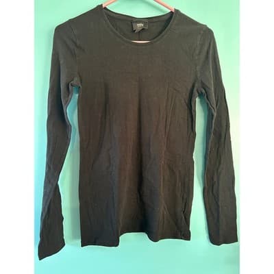 Mossimo Womens Long Sleeve T-Shirt Size Small Black Crew Neck Cotton Blend Top - Image 1