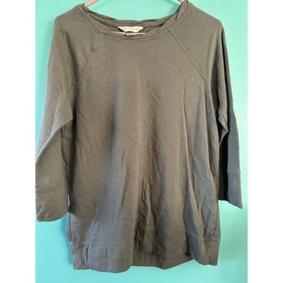 Christopher & Banks Gray Ribbed Knit Raglan Pullover Top Size Small 000570-7786 - Image 1