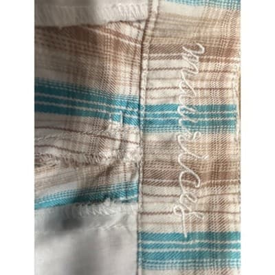Maurices Plaid Shorts Womens 20 Turquoise Blue Tan Cotton Stretch Casual Summer - Thumbnail 2