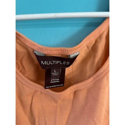 Multiples Tank Top Missy Essentials Size L Melon Orange Scoop Neck M18101TM NEW - Thumbnail 4
