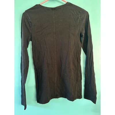 Mossimo Womens Long Sleeve T-Shirt Size Small Black Crew Neck Cotton Blend Top - Thumbnail 2