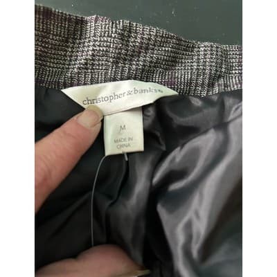 Christopher & Banks Glen Plaid Open Front Jacket Gray Purple Size Medium NWT - Thumbnail 3