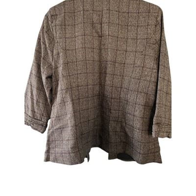 Christopher & Banks Glen Plaid Open Front Jacket Gray Purple Size Medium NWT - Thumbnail 2