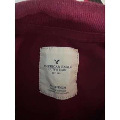 American Eagle Polo Shirt Womens XL Maroon Burgundy Short Sleeve Cotton Casual - Thumbnail 3