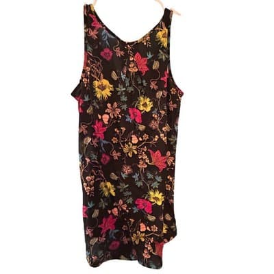 H&M Conscious Floral Tank Top Womens XS Black Botanical Sleeveless Blouse Summer - Thumbnail 2