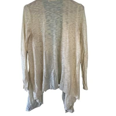 Pink Republic Cardigan Sweater Womens Small Cream Lace Trim Open Front Draped - Thumbnail 3