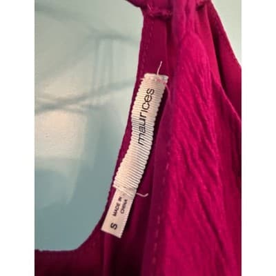 Maurices Mini Dress Womens Small Magenta Purple Crinkle Tassel Crochet Trim Boho - Thumbnail 4