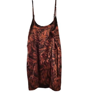 Wild Fable Brown Swirl XL Satin Cowl Neck Slip Dress Mini Side Slit NWT - Thumbnail 2