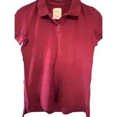 American Eagle Polo Shirt Womens XL Maroon Burgundy Short Sleeve Cotton Casual - Image 1