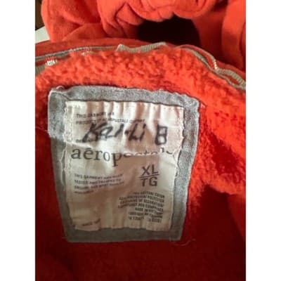 Aeropostale Full Zip Hoodie Womens XL Orange Fleece Lined Sweatshirt Classic - Thumbnail 3