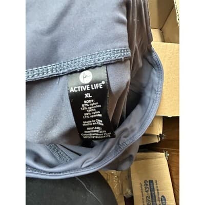 Active Life Leggings Womens XL Gray Blackened Pearl Cropped Mesh Capri Athletic - Thumbnail 3