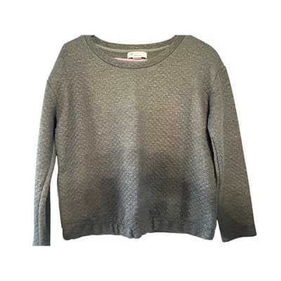 Liz Claiborne Weekend Sweatshirt Womens Small Gray Quilted Pullover Crew Neck S - Image 1