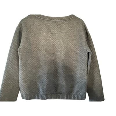 Liz Claiborne Weekend Sweatshirt Womens Small Gray Quilted Pullover Crew Neck S - Thumbnail 2