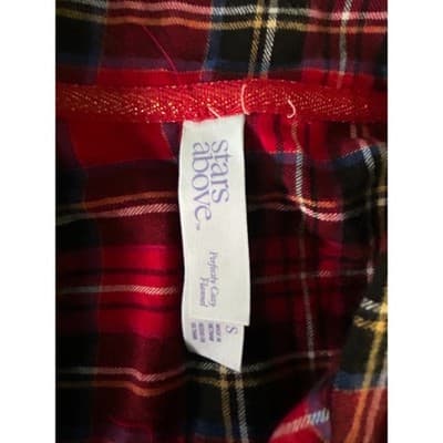Stars Above Pajama Top Small Red Plaid Perfectly Cozy Flannel Button Down NWT - Thumbnail 2