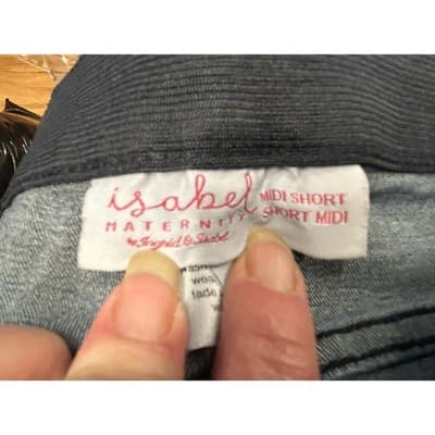 Isabel Maternity Denim Midi Shorts Size 10 Blue Cuffed Under Belly Ingrid Isabel - Thumbnail 3