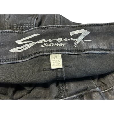 Seven7 Skinny Crop Jeans Women 12 Black High Rise Skin-Fit Denim Stretch Pants - Thumbnail 2