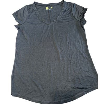 Xersion Womens V-Neck Activewear Tee Size M Heather Navy Blue Short Sleeve Shirt - Image 1