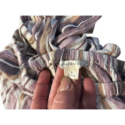 Aeropostale Off The Shoulder Top Womens Small Striped Long Sleeve Boho Blouse - Thumbnail 3