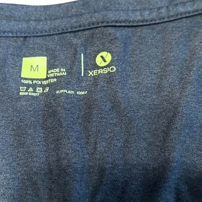 Xersion Womens V-Neck Activewear Tee Size M Heather Navy Blue Short Sleeve Shirt - Thumbnail 2